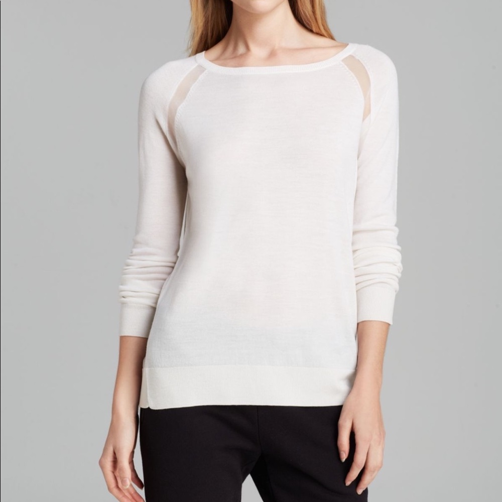 Vince Sheer Panel Raglan Cashmere Pullover Sweater